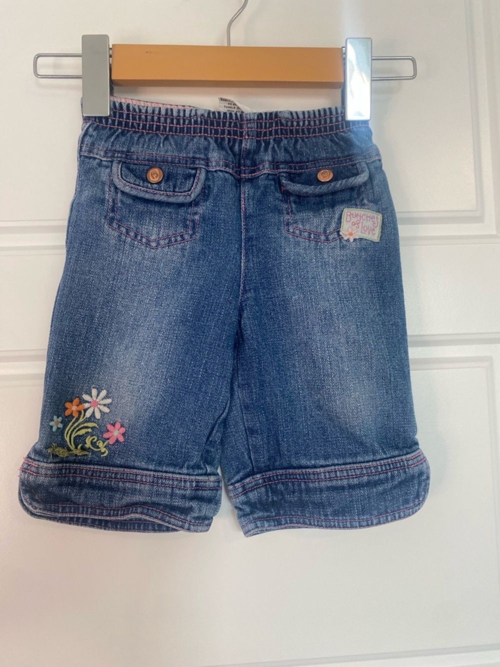 Vintage Baby Girl Embroidered Denim Jeans 18M Cottagecore Please Mum